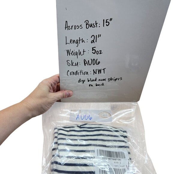 J.Crew Factory Striped Boatneck Fitted T-Shirt Blue White Medium NWT - Picture 10 of 10